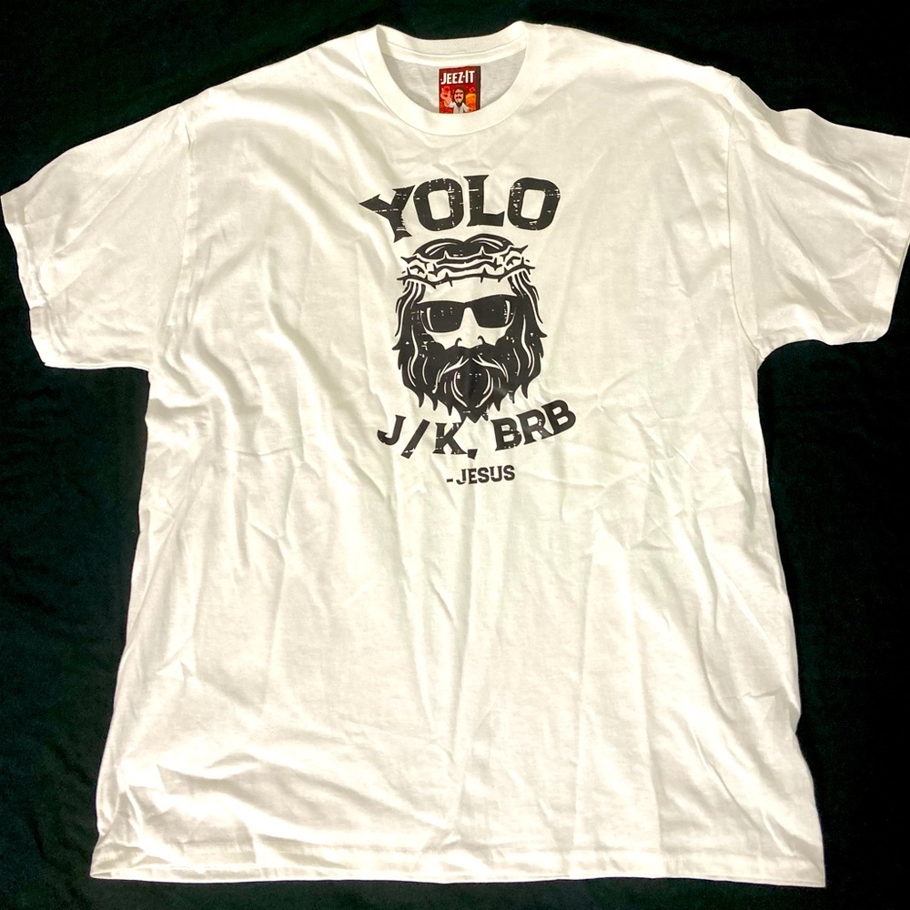 YOLO J/K Jesus BRB Men’s White Tee NWT